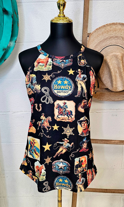 Baha Ranch Vintage Cowboy Collage Tank Top old one