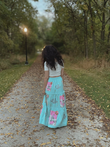 Baha Ranch Retro Pop Western Prairie Maxi Skirt