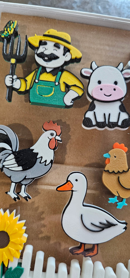 3D Hobby Farmer Cow Farm Animal Magnet Gift Set Made in America