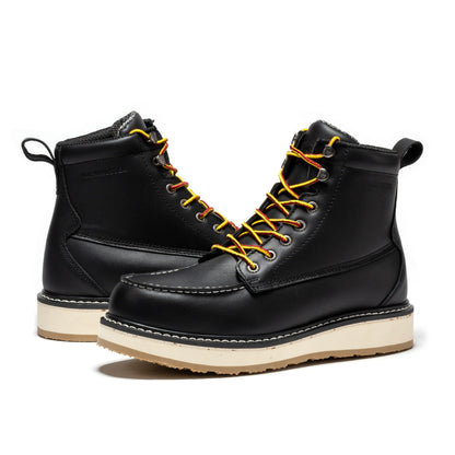 ROCKROOSTER Trinidad Men's 6 inch Black Steel Toe Wedge Work Boots SAP2301