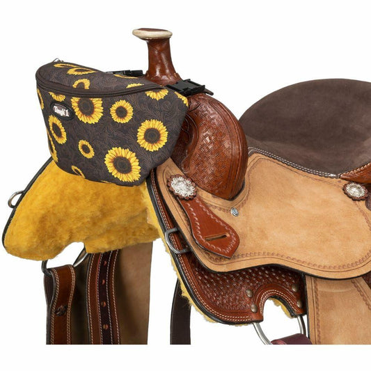 Tough1 Sunflower Tooled Saddle Pouch – Clip-On Saddle Bag for Riders On the Go