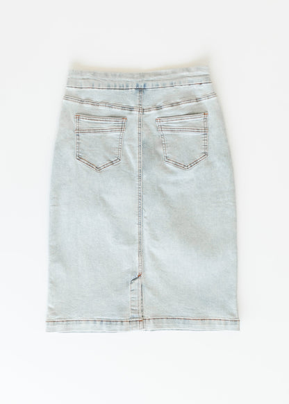 Sandra Light Wash Denim Midi Skirt - FINAL SALE