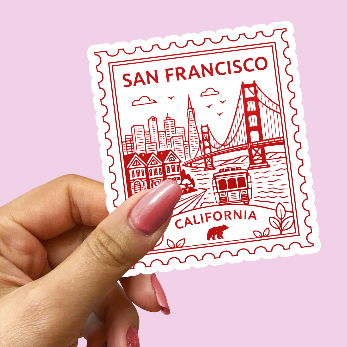 San Francisco California Retro Postage Stamp Sticker