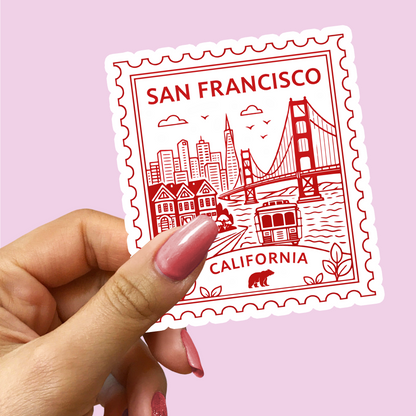 San Francisco California Retro Postage Stamp Sticker