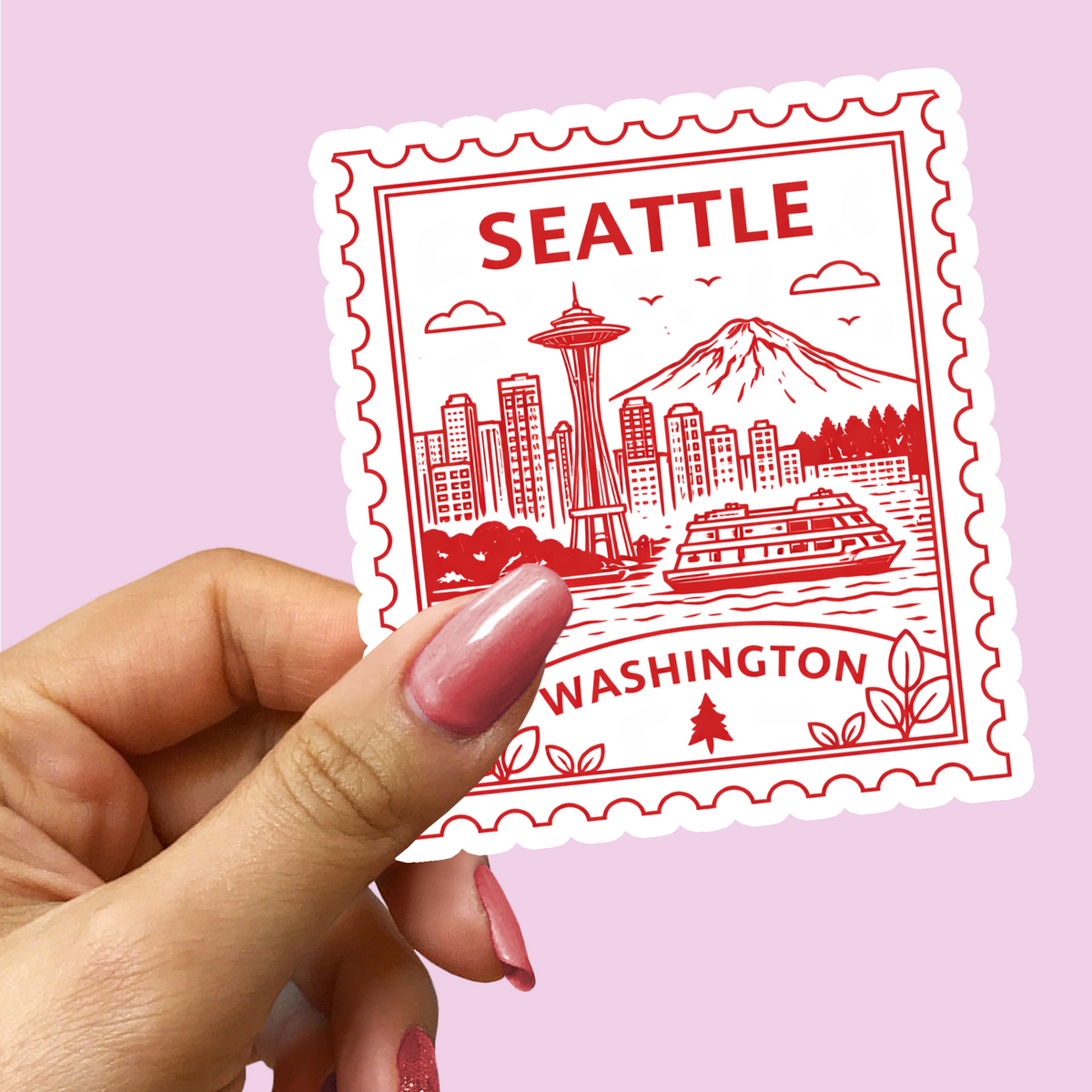 Seattle Washington Retro Postage Stamp Sticker