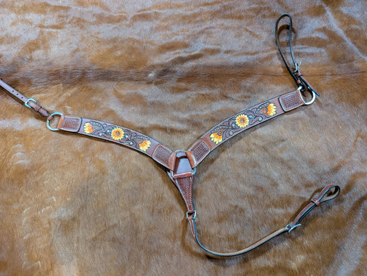 Showman Leather Breast collar with sunflowers