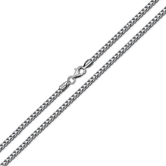 Solid .925 Sterling Silver Rhodium Plated 1.1mm Franco Chain