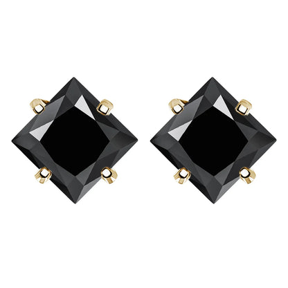 Sterling Silver 925 Green Princess Cut Moissanite Stud Earrings For Women