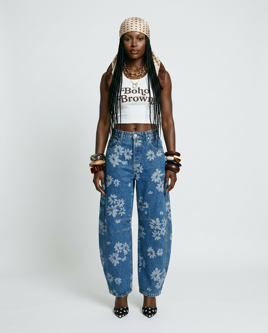 Free Spirit Floral Wide Leg Jeans