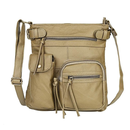 Super Soft Genuine Leather Top Belt Accent Crossbody Bag