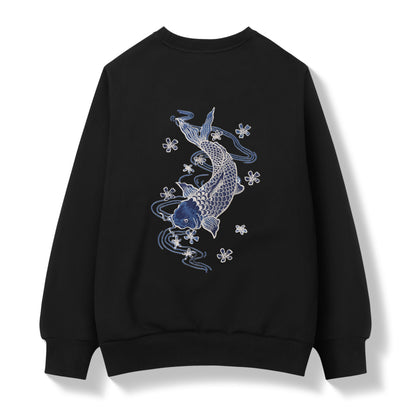 SW9015 Blue Koi Embroidery Sweater