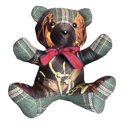 Equestrian Vintage Silk Scarf Tender Teddy Bear