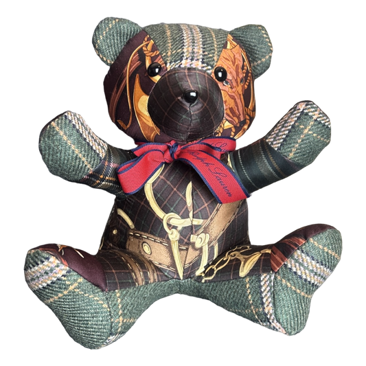 Equestrian Vintage Silk Scarf Tender Teddy Bear