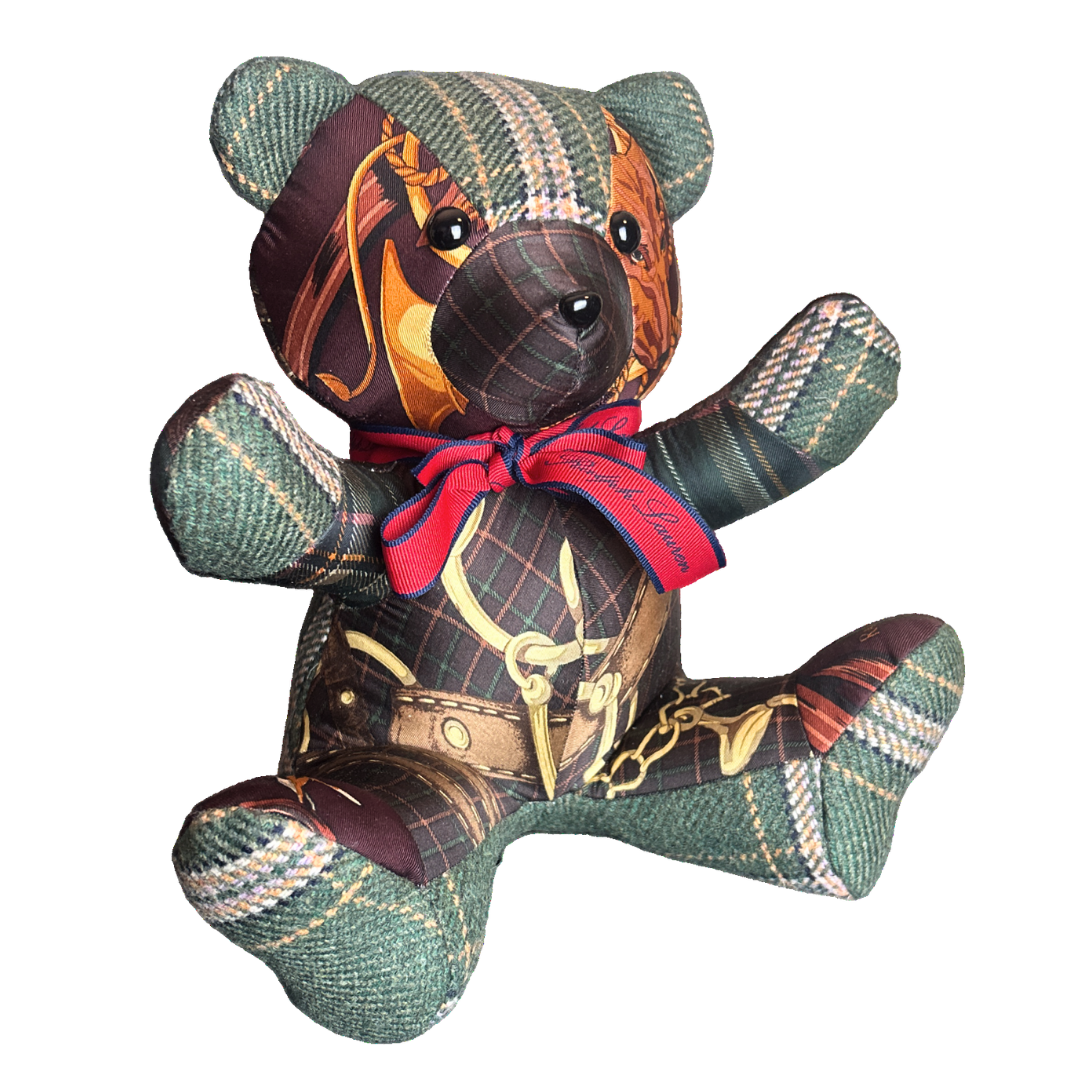 Equestrian Vintage Silk Scarf Tender Teddy Bear