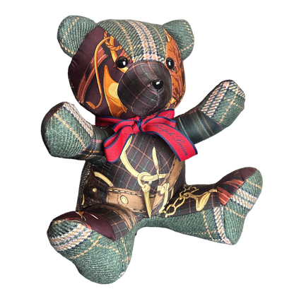 Equestrian Vintage Silk Scarf Tender Teddy Bear