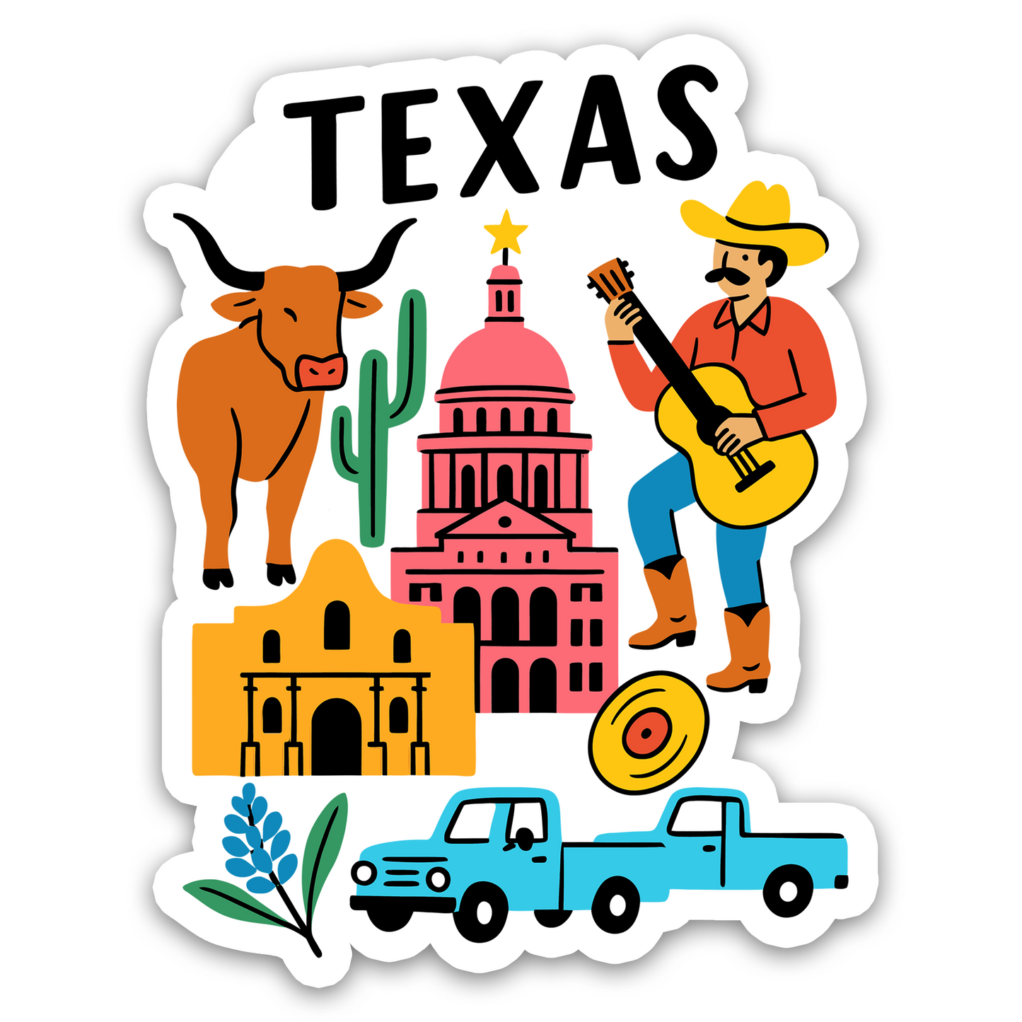 Texas State Icons Sticker