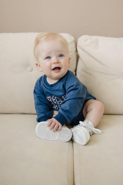 USA Stars Sweatshirt Romper
