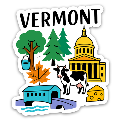 Vermont State Icons Sticker