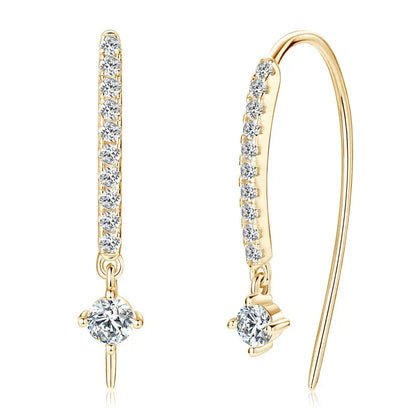 VVS1 Round Moissanite U-Shaped Stud Earrings 925 Sterling Silver Hypoallergenic Gift for Women
