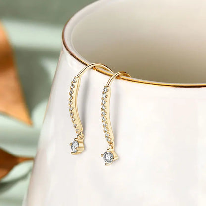 VVS1 Round Moissanite U-Shaped Stud Earrings 925 Sterling Silver Hypoallergenic Gift for Women