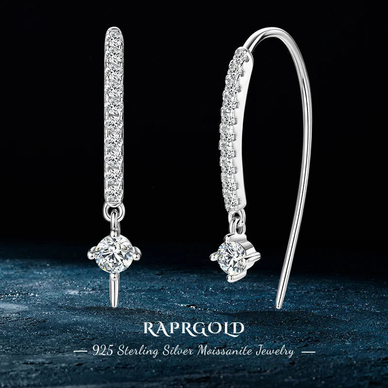 VVS1 Round Moissanite U-Shaped Stud Earrings 925 Sterling Silver Hypoallergenic Gift for Women
