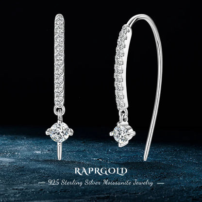VVS1 Round Moissanite U-Shaped Stud Earrings 925 Sterling Silver Hypoallergenic Gift for Women