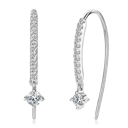 VVS1 Round Moissanite U-Shaped Stud Earrings 925 Sterling Silver Hypoallergenic Gift for Women