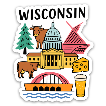Wisconsin State Icons Sticker